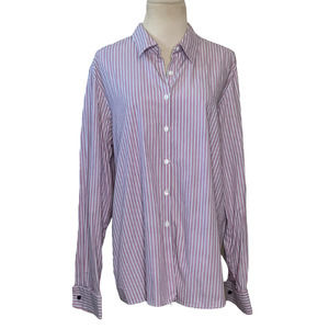 Charter Club pink striped buttoned long sleeves women shirt size 16
